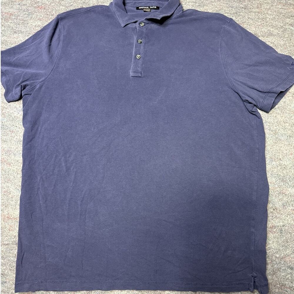 Michael Kors Mens Blue Polo Shirt Men’s Size L MK Logo Lightweight